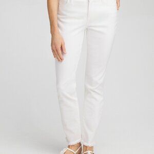 Chico's White Fray Hem Ankle Jeans - NEW